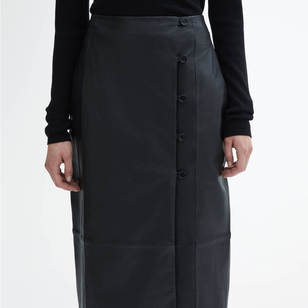 Dagmar Leather Skirt Button Detail Midi Skirt Sz Us 2 Eu 32 — image 3 of 8